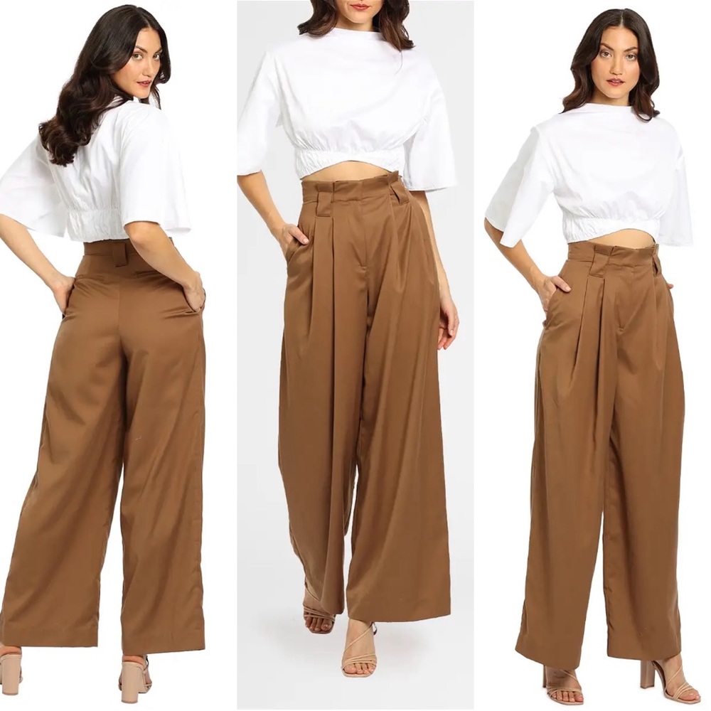 Aje REVOLVE absolute high waist wide leg pant in camel  OFFERS WILL BE DECLINED